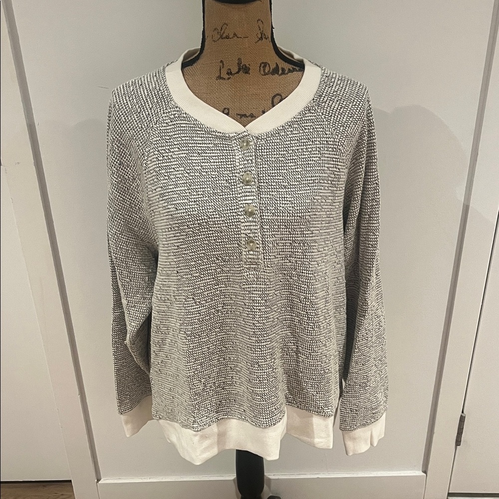 Lou & Grey black and white Henley Sweater